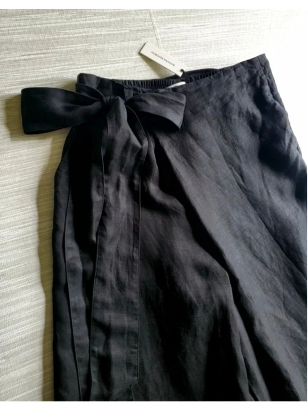 Banana Republic Viscose Linen Palazzo Pants Black Size M Fold Over Waist NWT